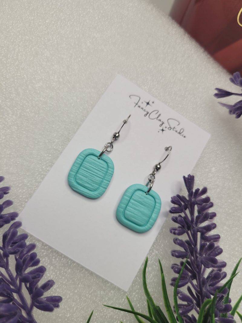 Turquoise medium size polymer clay earrings