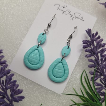 Turquoise medium size polymer clay earrings