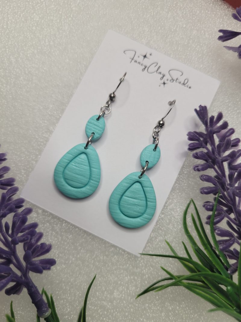 Turquoise medium size polymer clay earrings