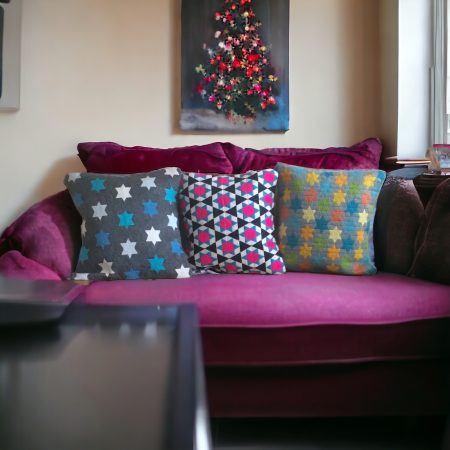 Multicoloured Stars Needlepoint Cushion