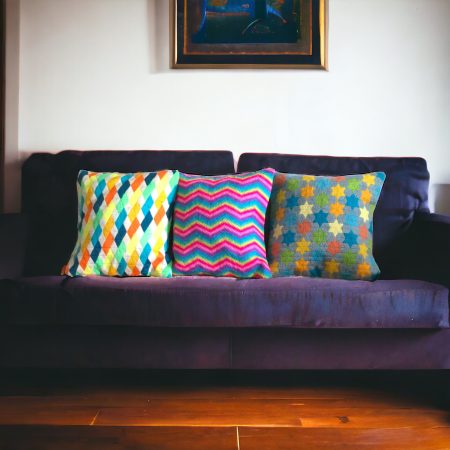 Multicoloured Stars Needlepoint Cushion