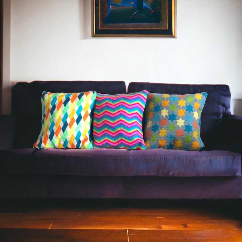 Multicoloured Stars Needlepoint Cushion