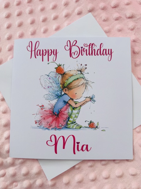Personalised fairy glitter birthday card