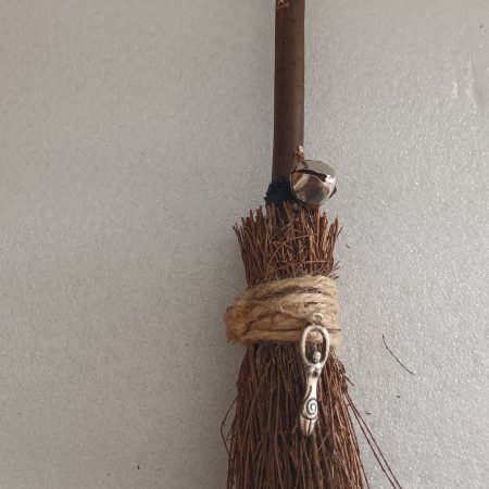 Handmade Small Besom with Goddess Charm and Bell 25cm
