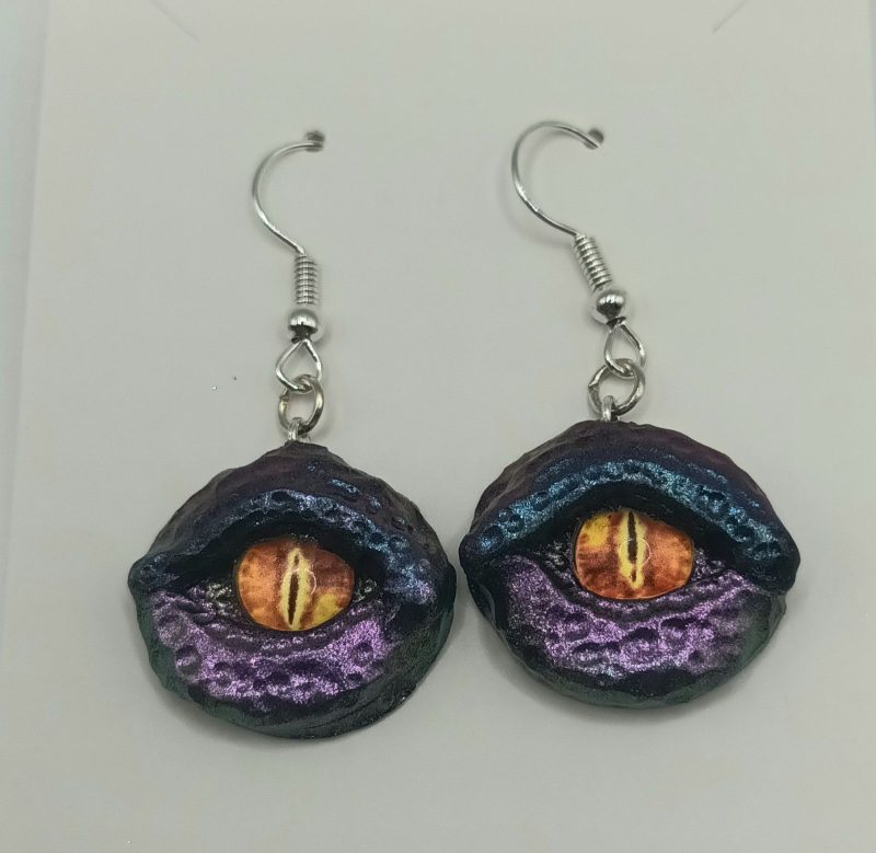 Handmade Polymer Clay Dragon Eye Earrings (2)