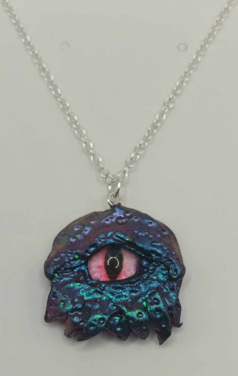 Handmade Polymer Clay Dragon Eye Pendant silver plated Necklace 2