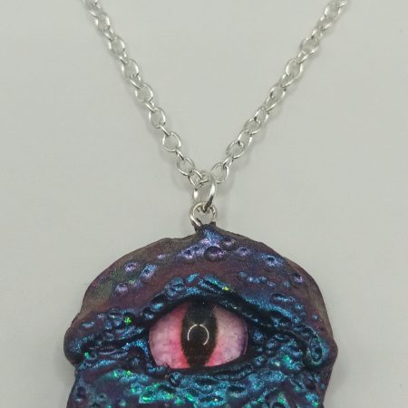 Handmade Polymer Clay Dragon Eye Pendant silver plated Necklace 2