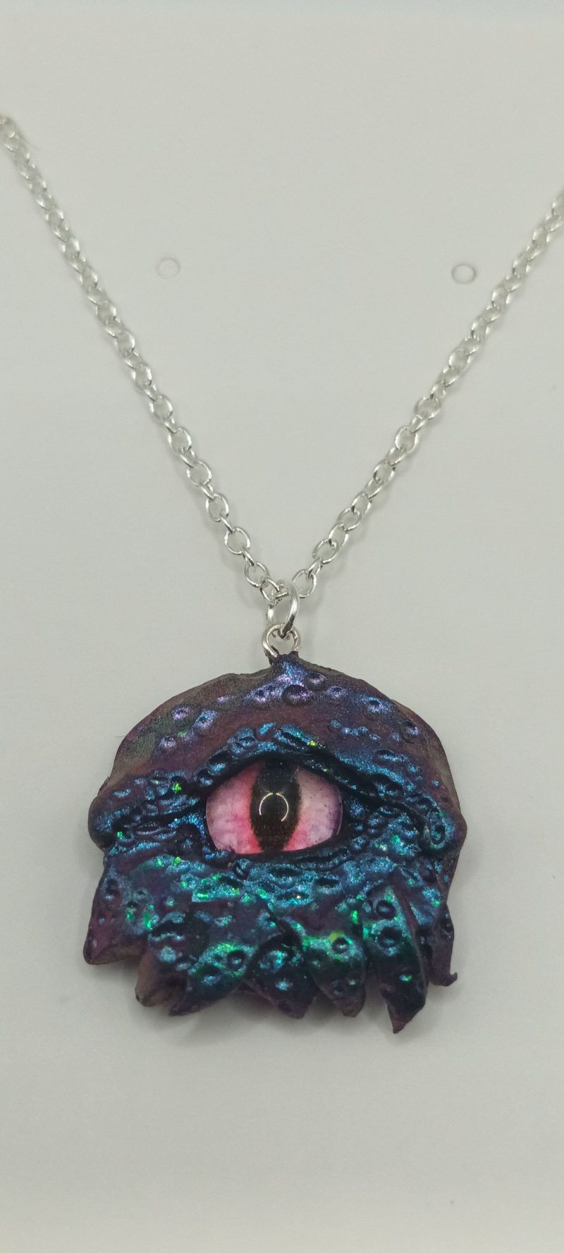 Handmade Polymer Clay Dragon Eye Pendant silver plated Necklace 2