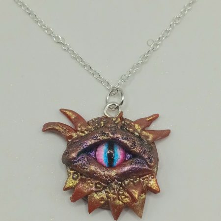 Handmade Polymer Clay Dragon Eye Pendant silver plated Necklace 3