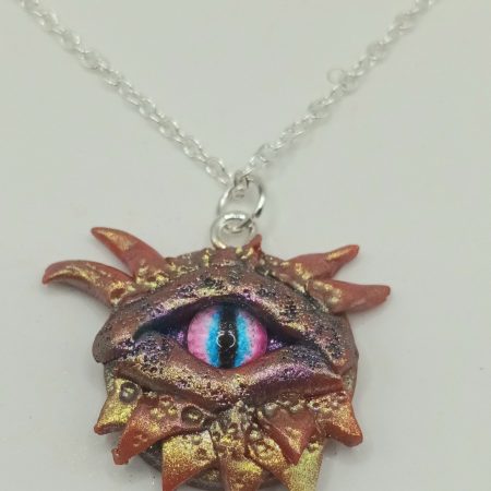 Handmade Polymer Clay Dragon Eye Pendant silver plated Necklace 3