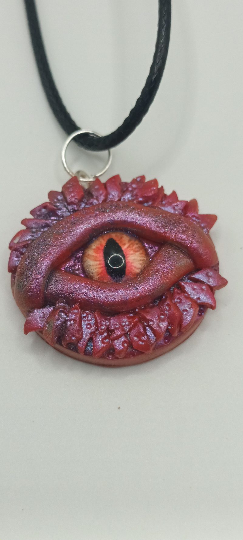 Handmade Polymer Clay Dragon Eye Pendant Necklace, Lightweight