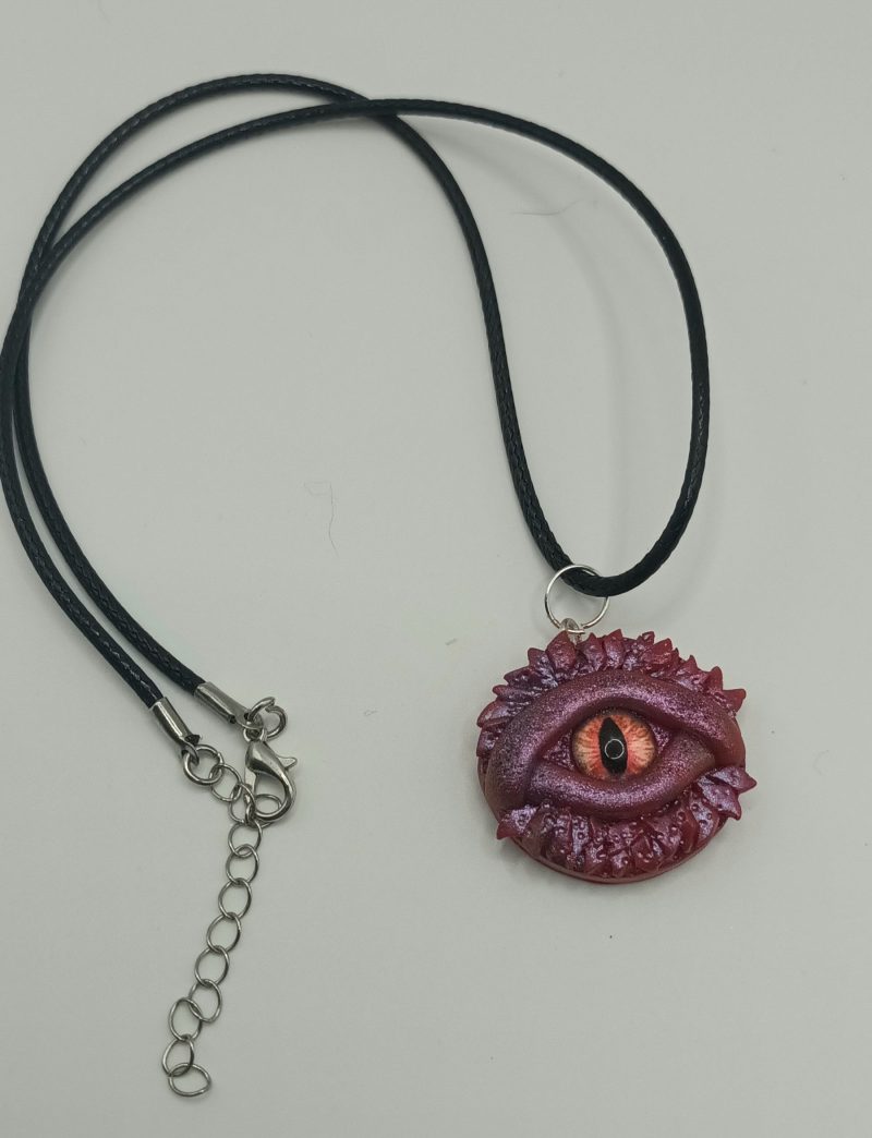 Handmade Polymer Clay Dragon Eye Pendant Necklace, Lightweight