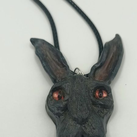 Handmade Polymer Clay Hare Pendant Necklace, Lightweight