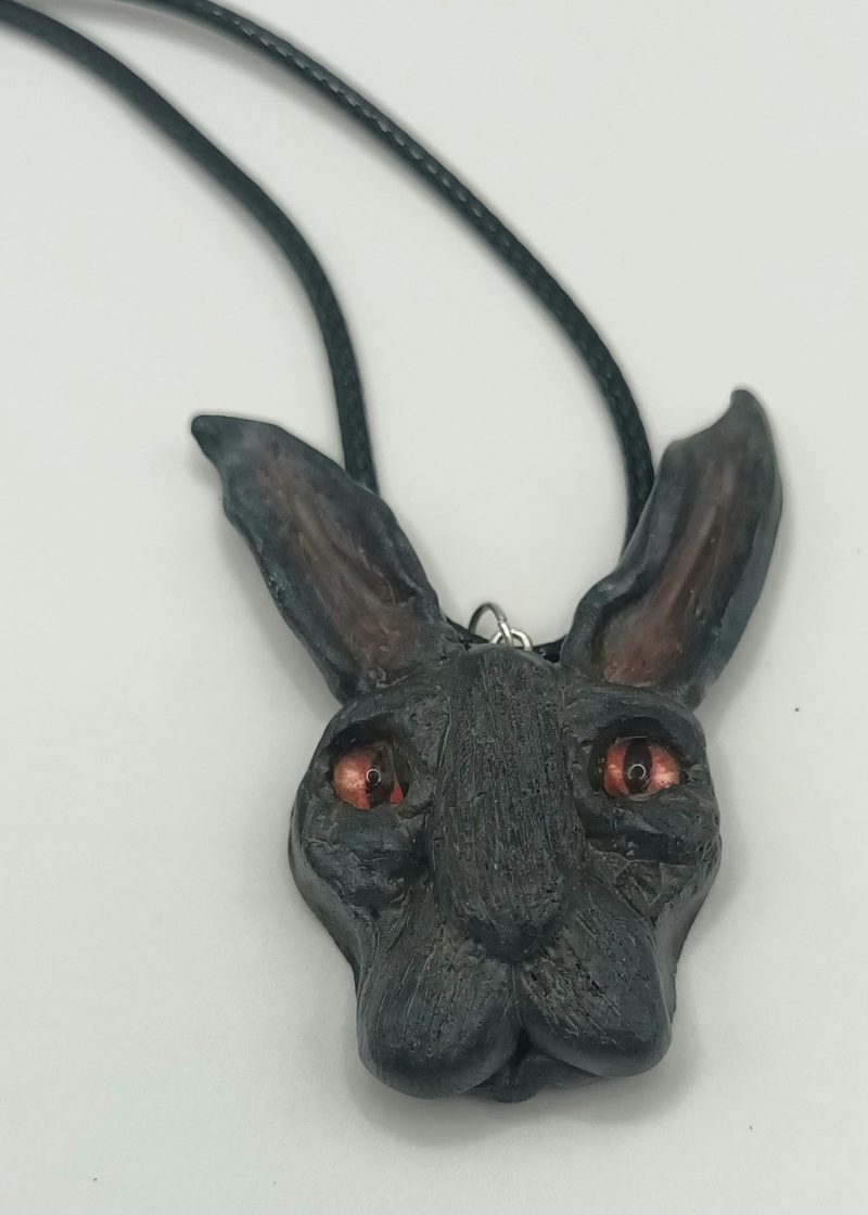 Handmade Polymer Clay Hare Pendant Necklace, Lightweight