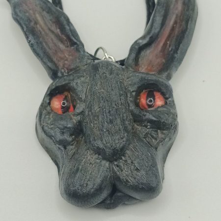 Handmade Polymer Clay Hare Pendant Necklace, Lightweight