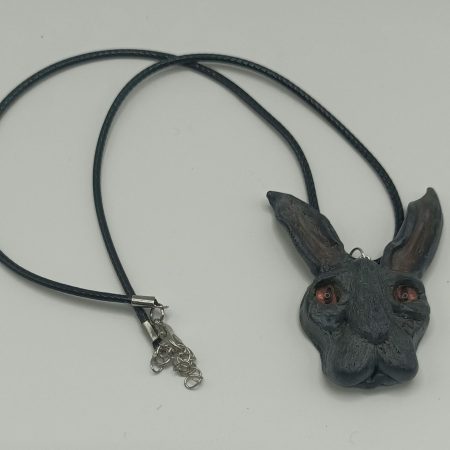 Handmade Polymer Clay Hare Pendant Necklace, Lightweight