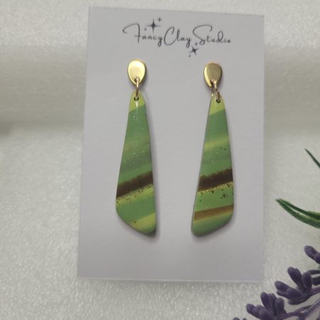 Marble olive green dangle drop earrings