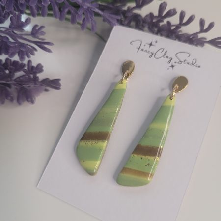 Marble olive green dangle drop earrings