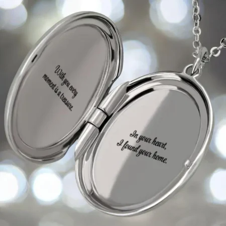 Personalised Oval Silver Locket Necklace with Custom Engraving