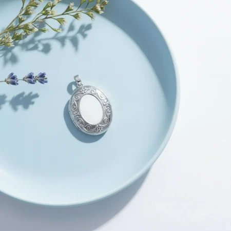 Personalised Oval Silver Locket Necklace with Custom Engraving