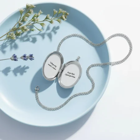 Personalised Oval Silver Locket Necklace with Custom Engraving