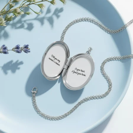 Personalised Oval Silver Locket Necklace with Custom Engraving