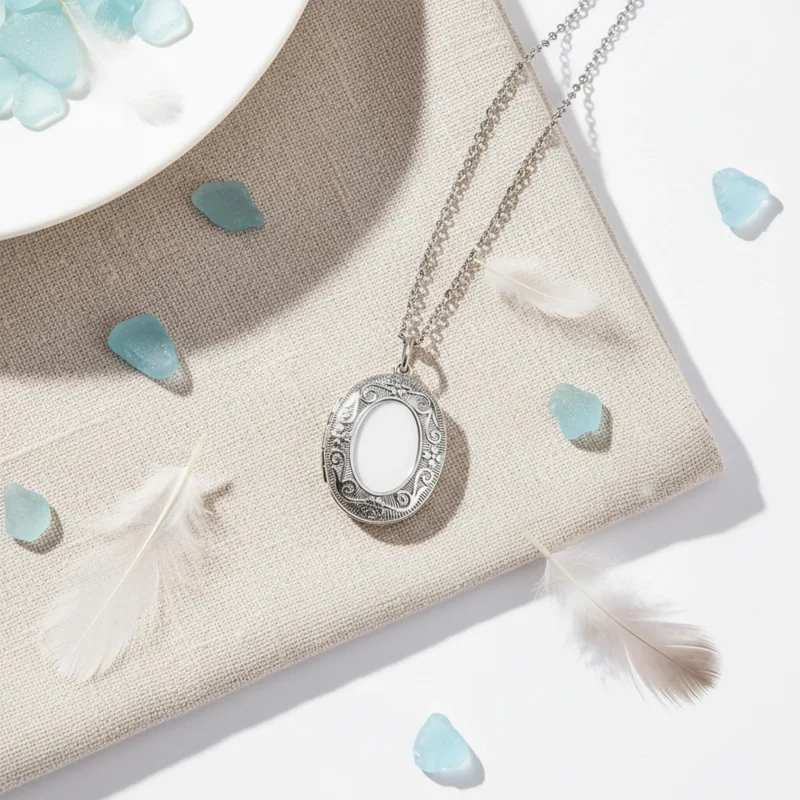 Personalised Oval Silver Locket Necklace with Custom Engraving