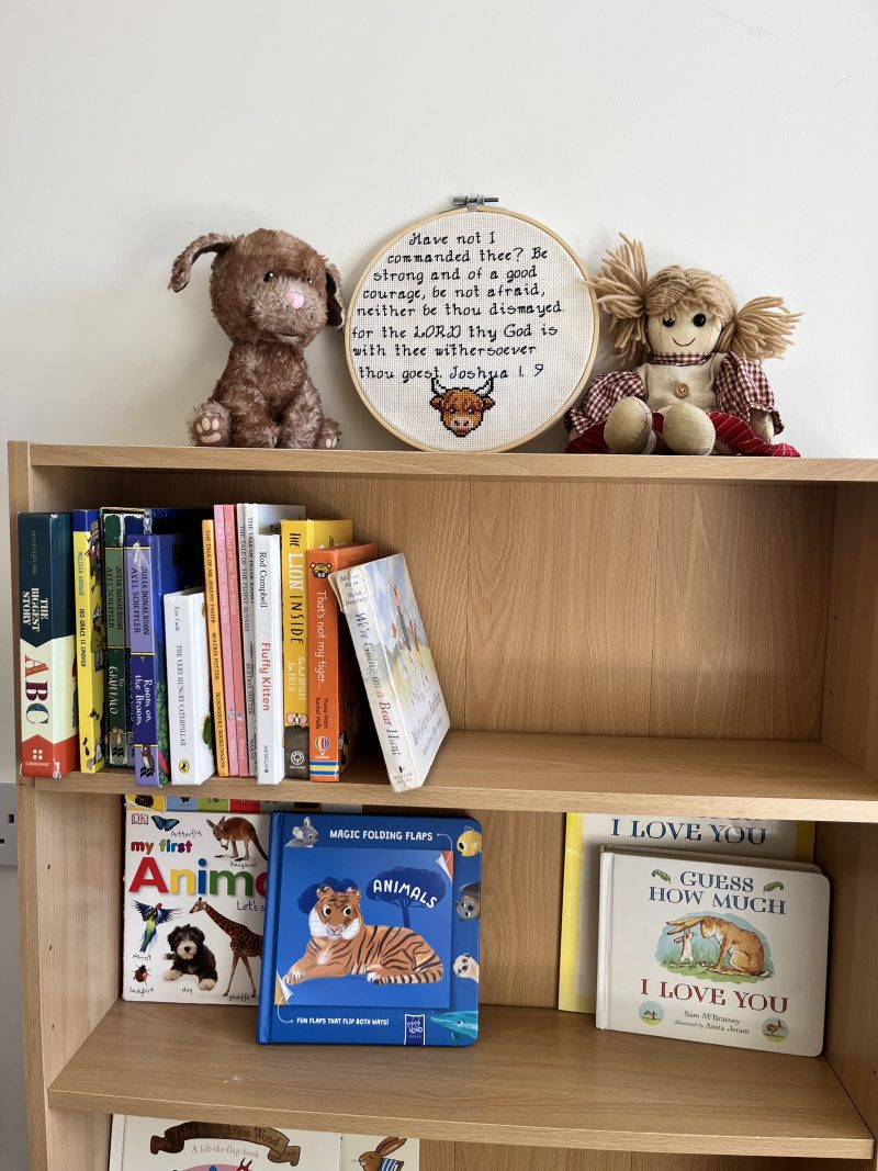 Hand-Stitched Highland Cow Hoop Art | Joshua 1:9 Bible Verse, Christian Nursery Decor