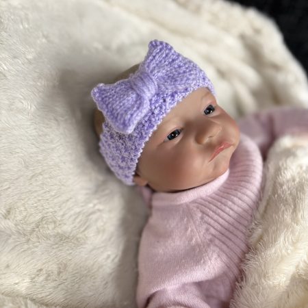 Hand Knitted Bow Headband for Baby 0-9 Months, 3 colours available
