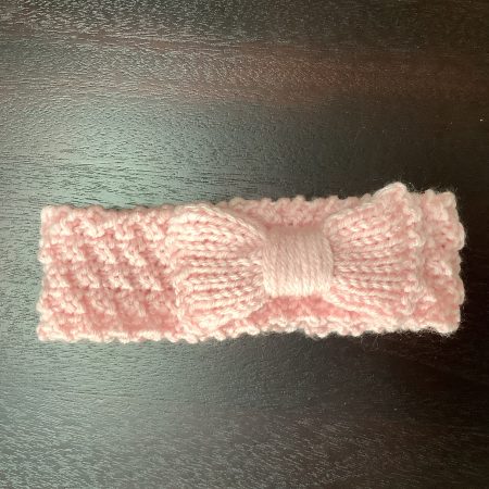 Hand Knitted Bow Headband for Baby 0-9 Months, 3 colours available