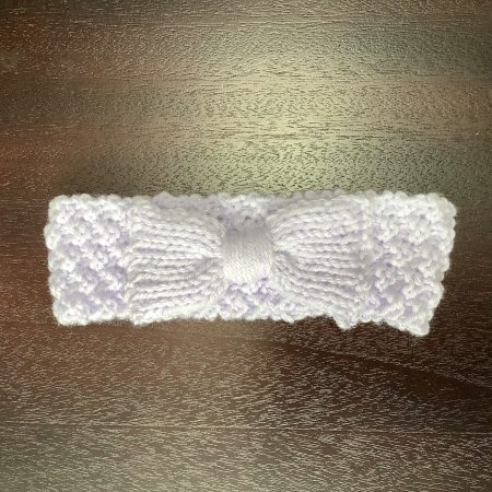 Hand Knitted Bow Headband for Baby 0-9 Months, 3 colours available