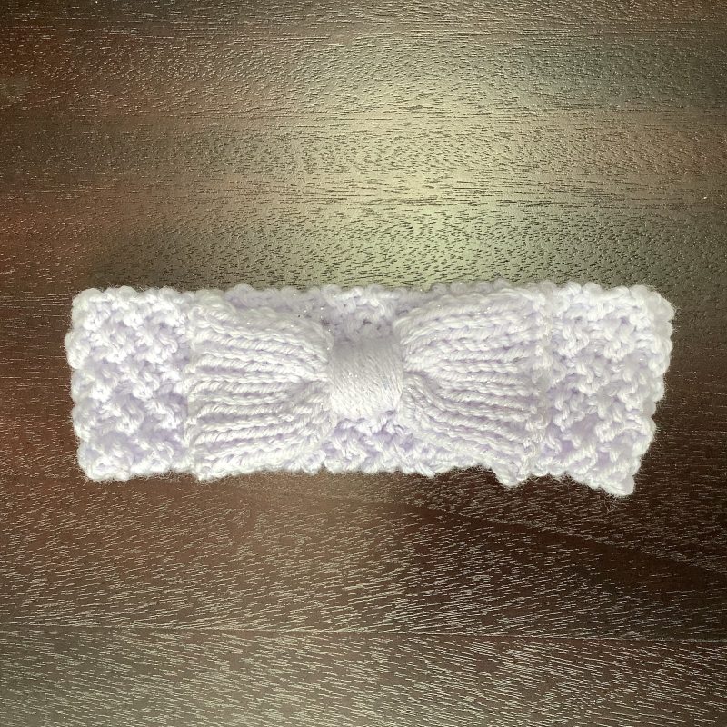 Hand Knitted Bow Headband for Baby 0-9 Months, 3 colours available