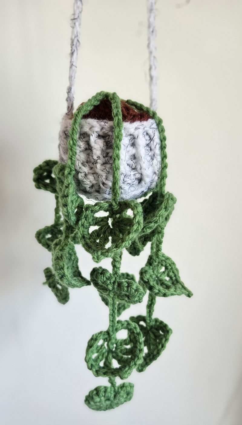 Crochet hanging monstera plant