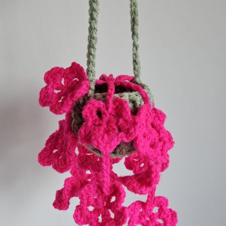 Hanging crochet flower plant