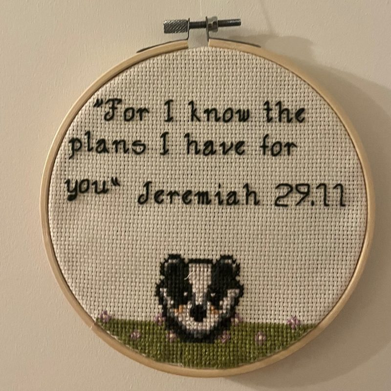 Badger Jeremiah 29:11 Embroidery Hoop | Christian Baby Gift UK | Christening Nursery Wall Art | Bible Verse Scripture Keepsake