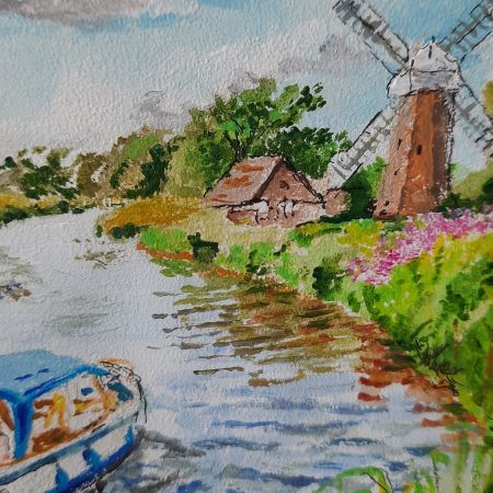 Original framed Norfolk broads artwork