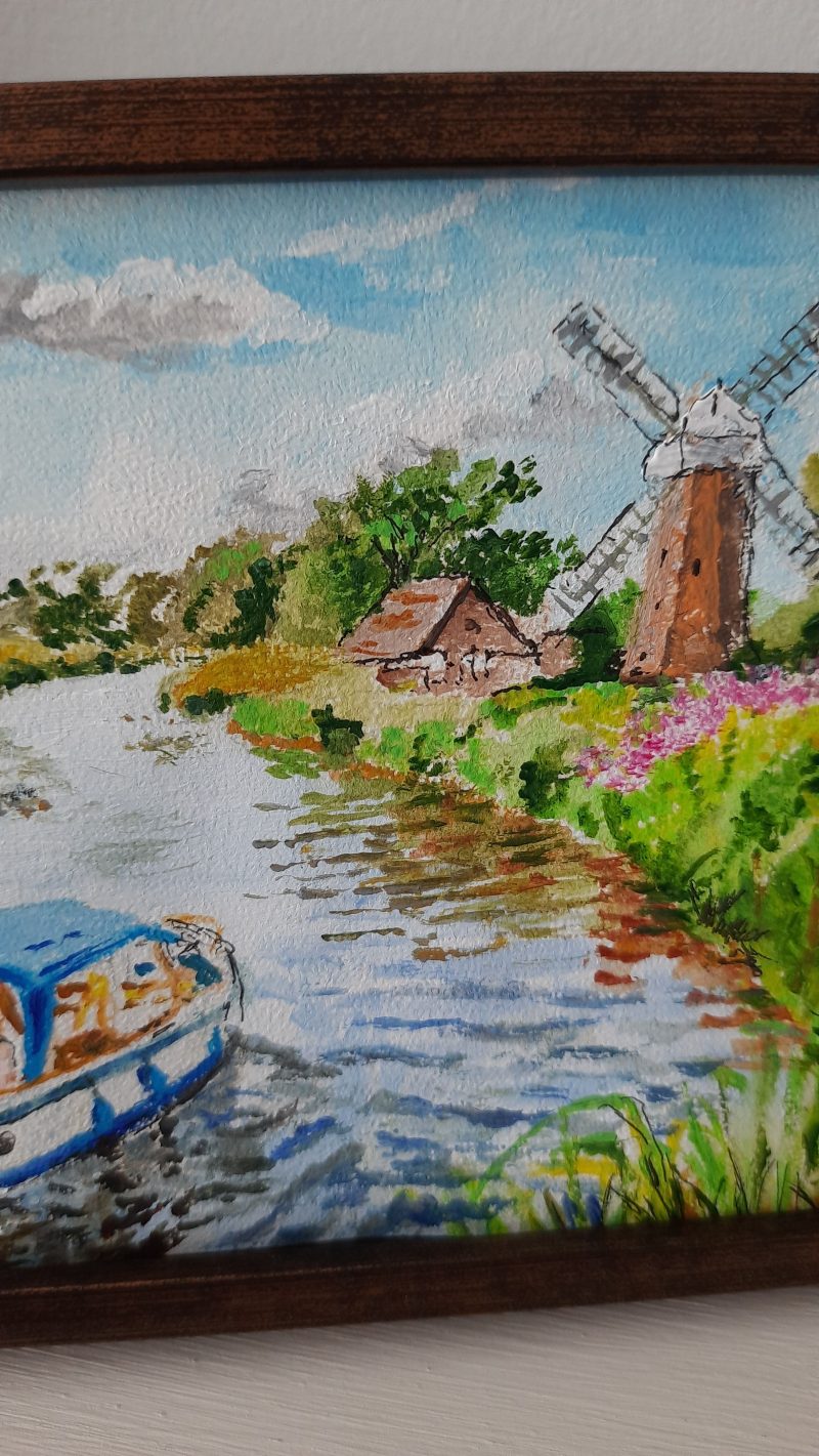 Original framed Norfolk broads artwork