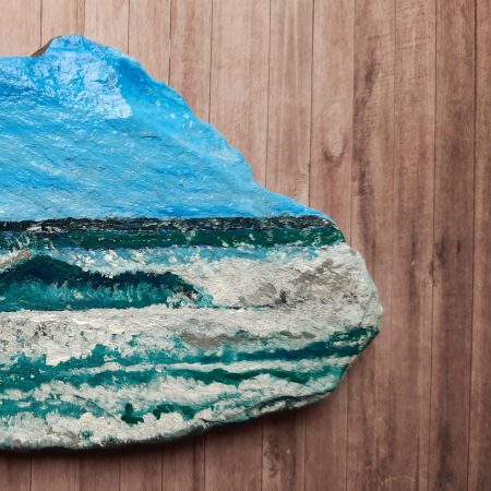 Ocean Wave painting on natural slate