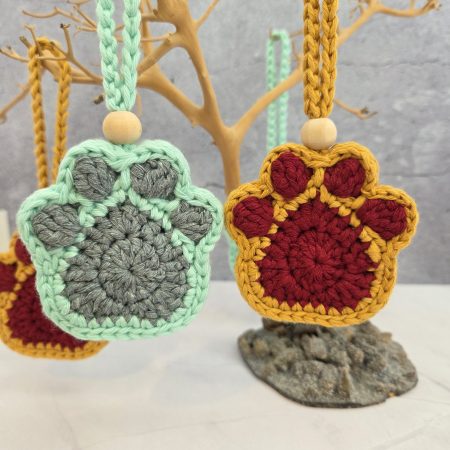 Crochet Paw Print Hanging Decoration, Oil Diffuser
