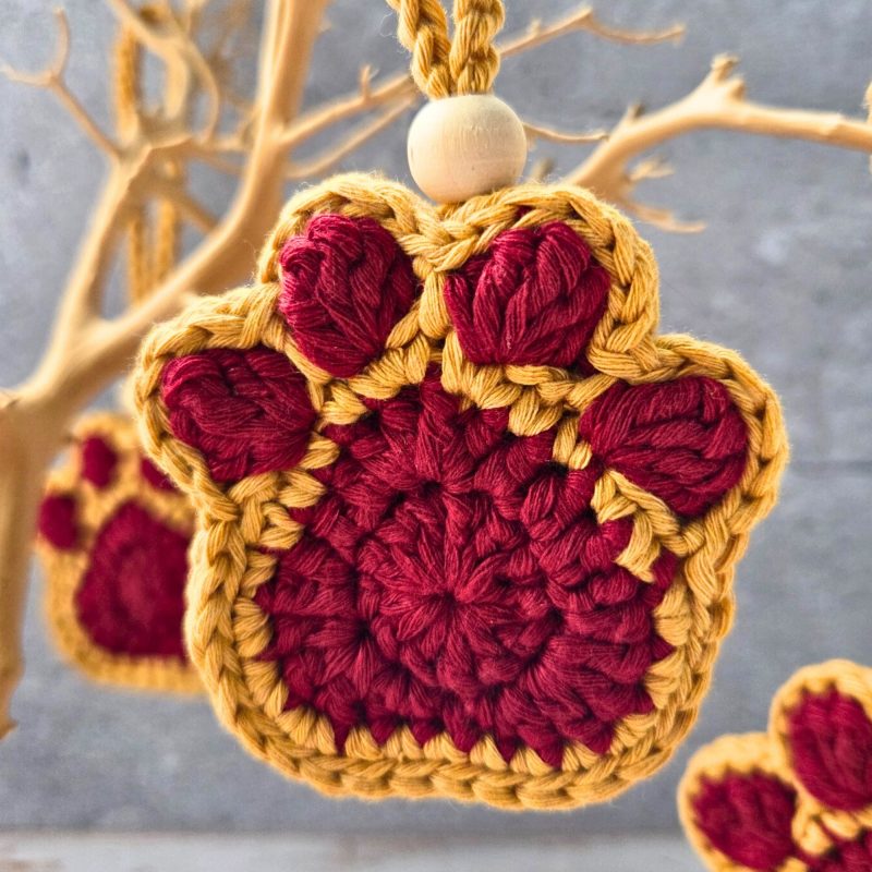 Crochet Paw Print Hanging Decoration, Oil Diffuser