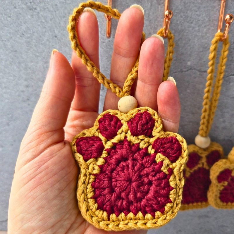 Crochet Paw Print Hanging Decoration, Oil Diffuser