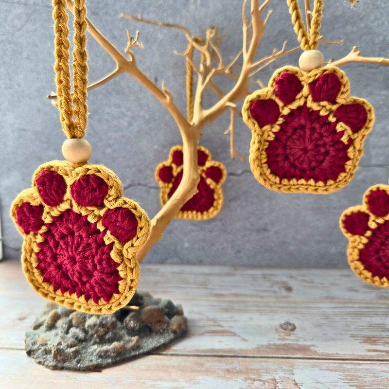 Crochet Paw Print Hanging Decoration, Oil Diffuser