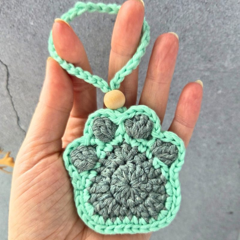 Crochet Paw Print Hanging Decoration, Oil Diffuser