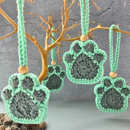 Crochet Paw Print Hanging Decoration, Oil Diffuser