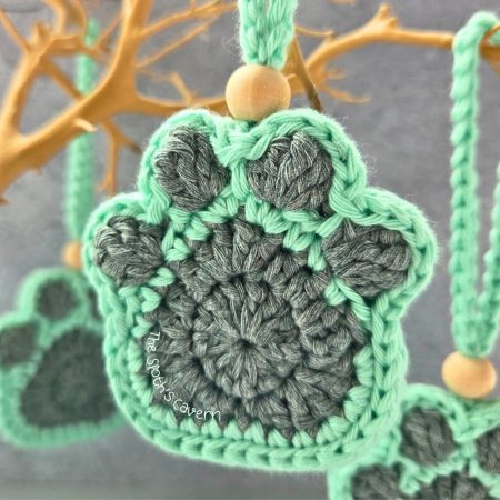 Crochet Paw Print Hanging Decoration, Oil Diffuser