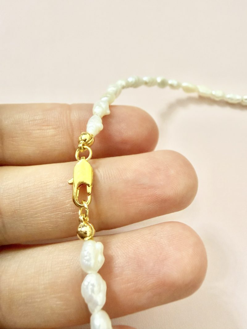 Handmade Freshwater pearl choker necklace - 15” long