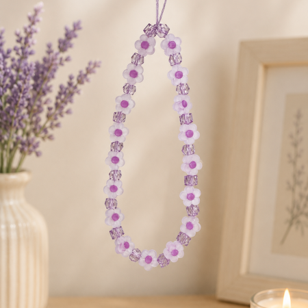 Floral purple phone charm / phone strap