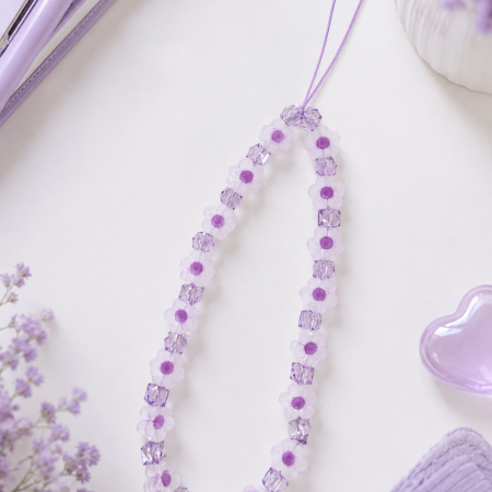 Floral purple phone charm / phone strap