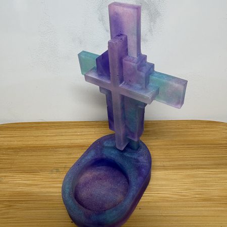 Cross Tealight Holder - Purple and Blue