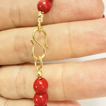 Natural Coral gemstone necklace - 16" long